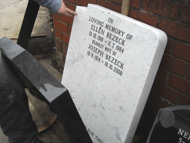 Sample of Italian marble at Welsby's Memorials, Liverpool